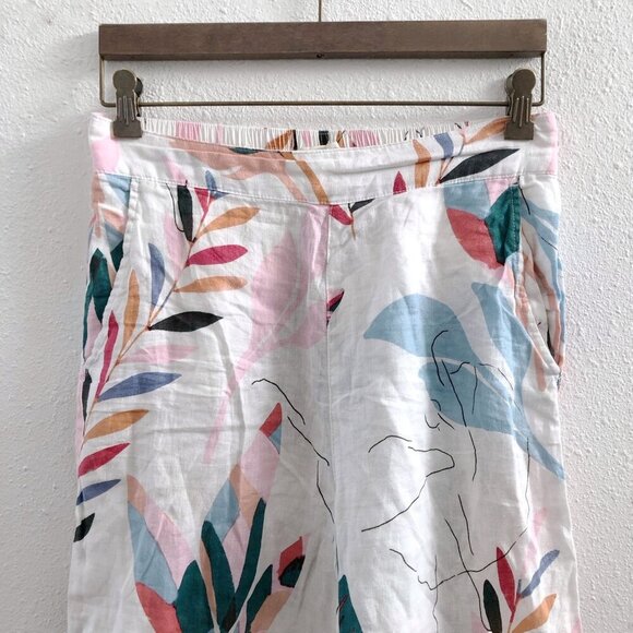 CHYNTIA ROWLEY 100% Linen Wide Leg Crop Pull On Pants Size Small - Picture 4 of 6